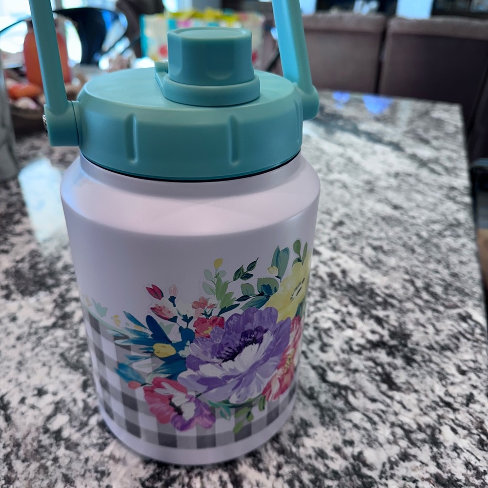 Floral Insulated Water Jug - White and Blue